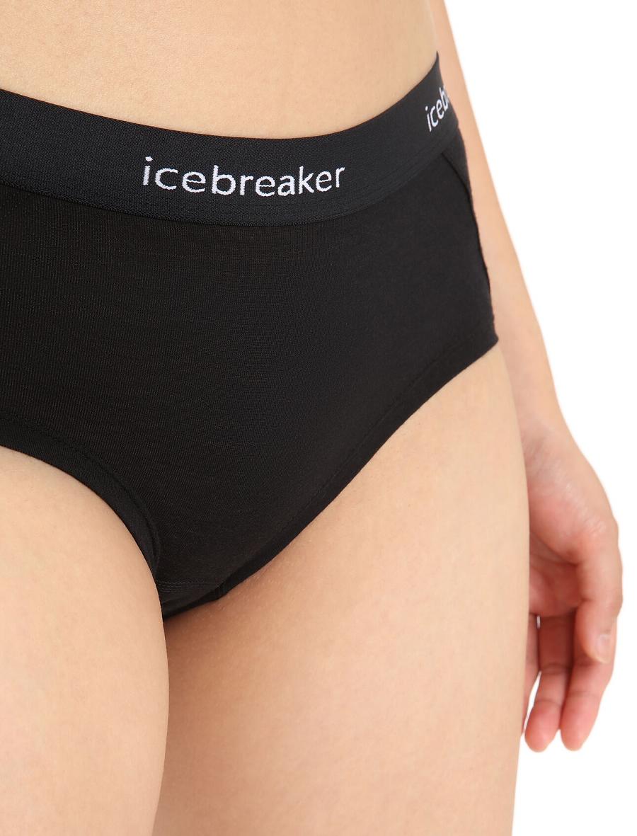 Women's Icebreaker Merino Sprite Hot Pants Underwear Black | CA 1239NWYB